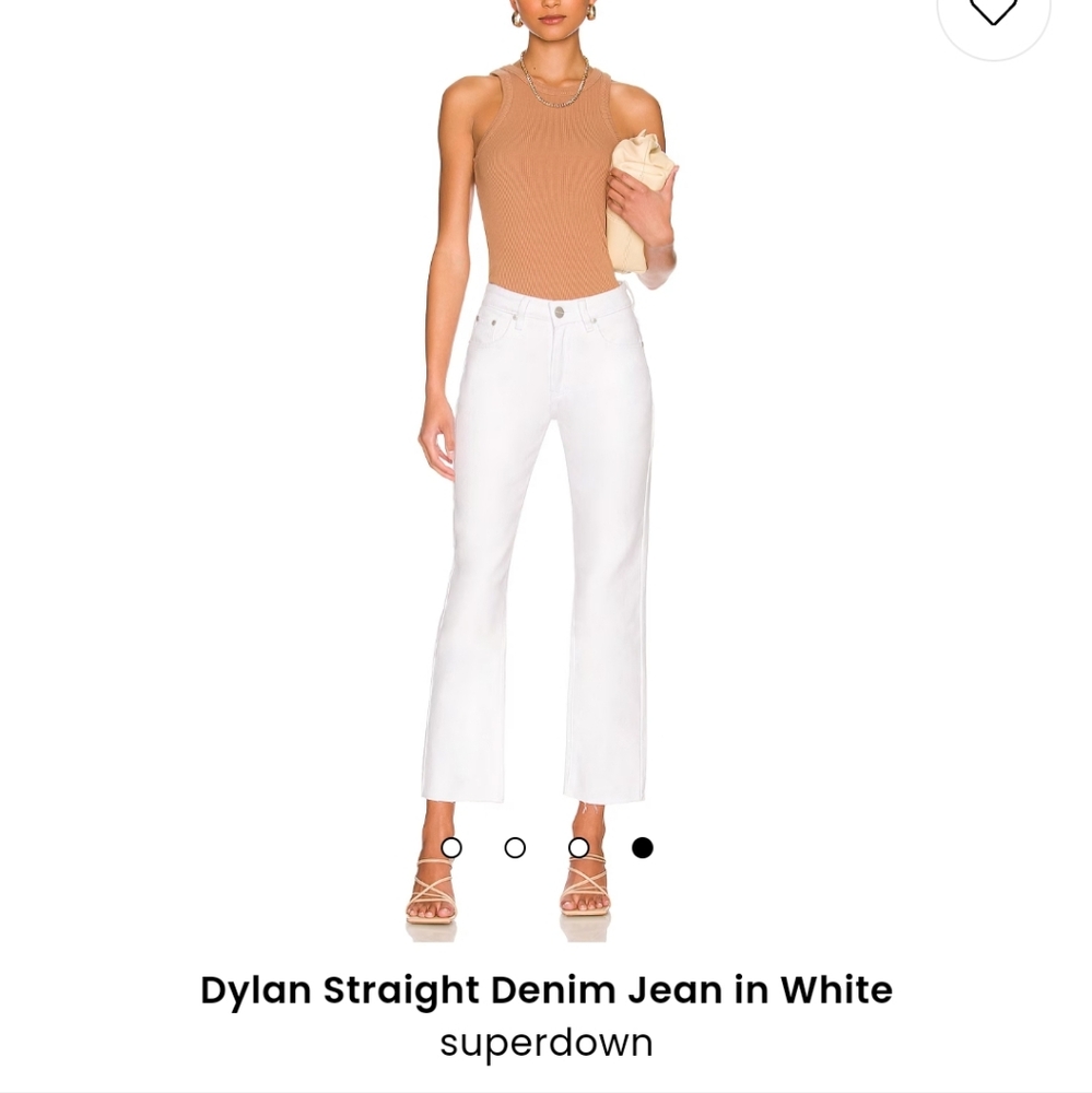 Superdown Dylan Straight Denim White Jeans Zip Fly Raw Cut Hem Size 29